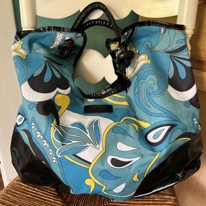 ESSENCE PAISLEY BAG TOTE ECO FRIENDLY TURQUOISE WHITE BLACK YELLOW